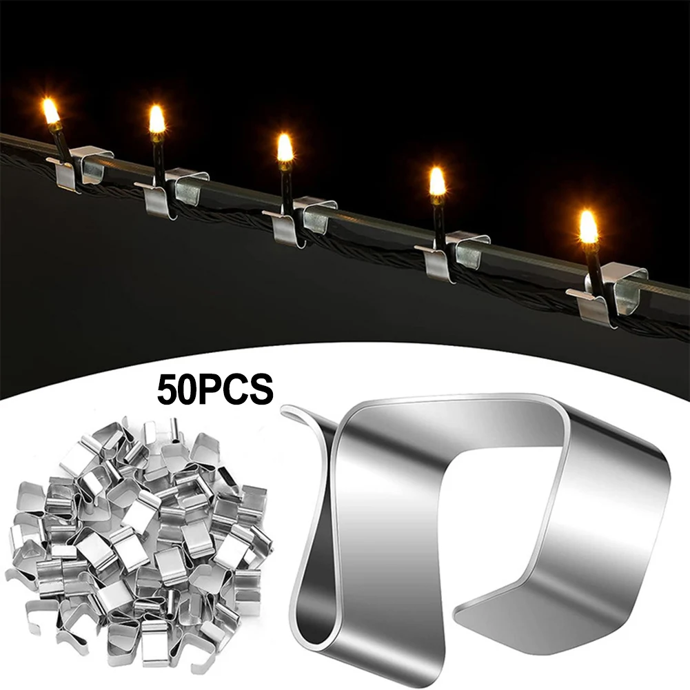 50pcsChristmasLightsGutterHooksForIcicleLampsLEDStringLightsIndoorOutdoorDecorative