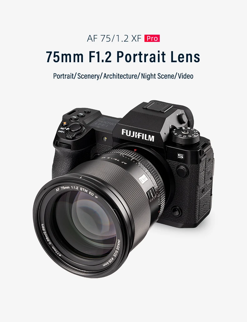 VILTROX 75mm Auto Focus Large Aperture Portrait APS-C for Fujifilm XF Mount Came