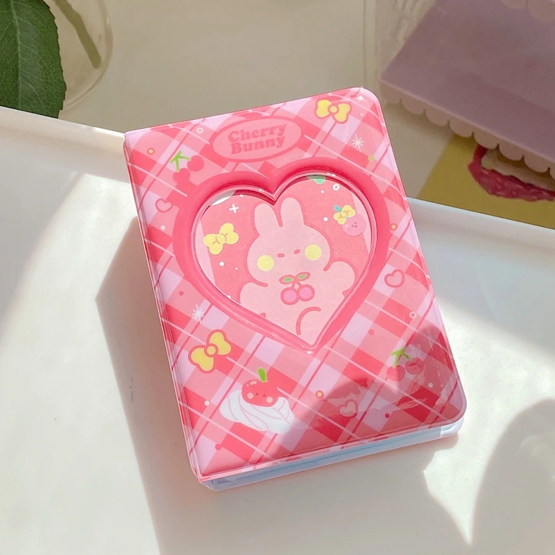 3 Inch Kawaii Bear Rabbit Cherry Photo Album 40 Pockets Picture Storage Hollow Love Heart Photocard Holder Collect Stationery