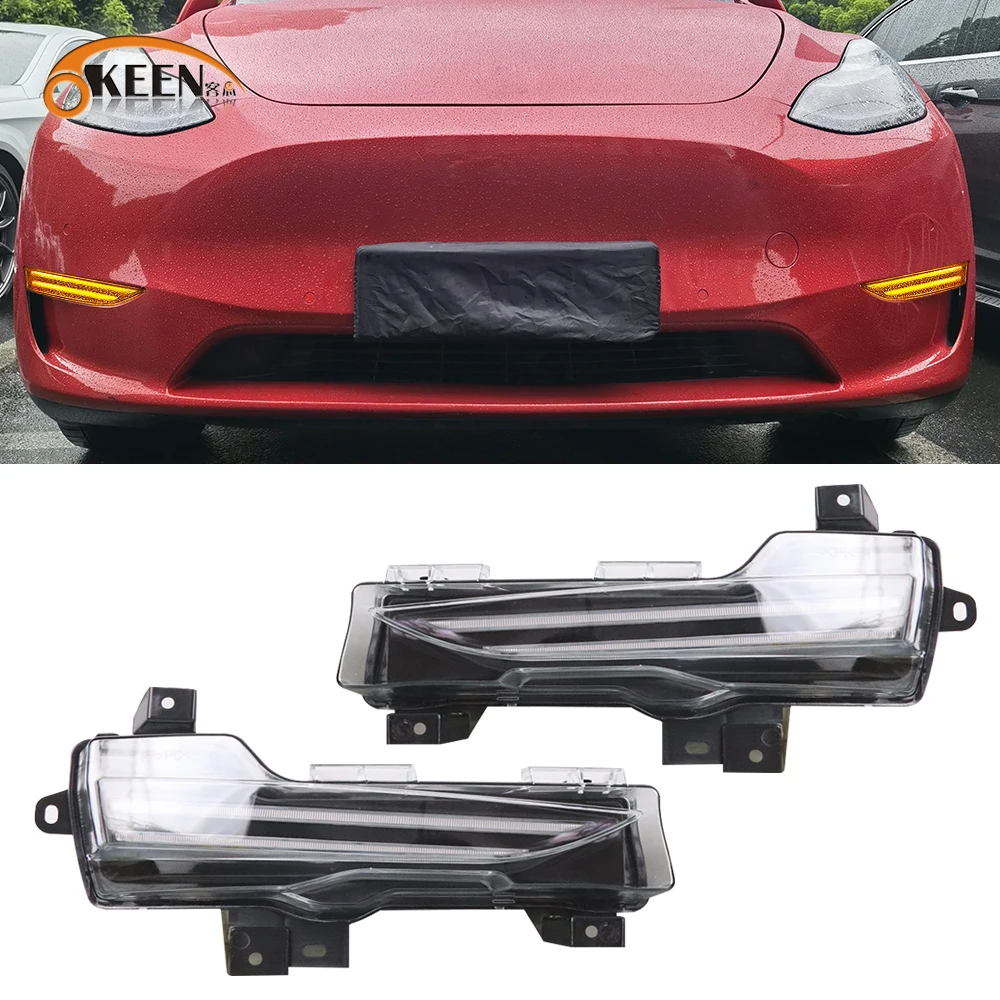 OKEEN2pcsLEDDaytimeRunningLightForTeslaModel3YModely2017