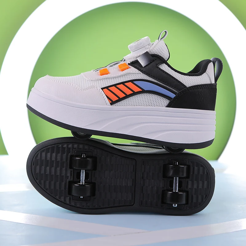 Children's Roller Skating Shoes Male and Female Mesh Breathable Outdoor Straight Four Wheel Fitness Roller Skating Shoes