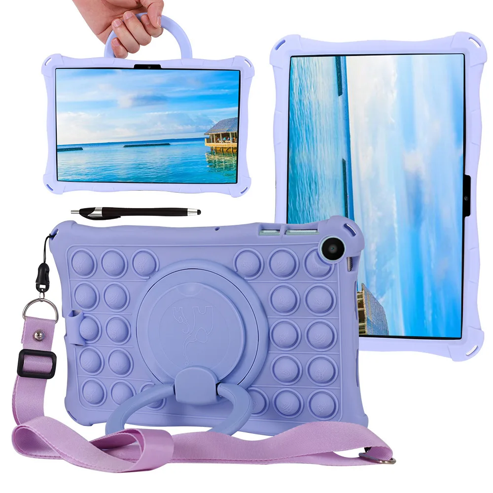 Durable Kids Tablet Case with 360° Rotating Stand - Blue