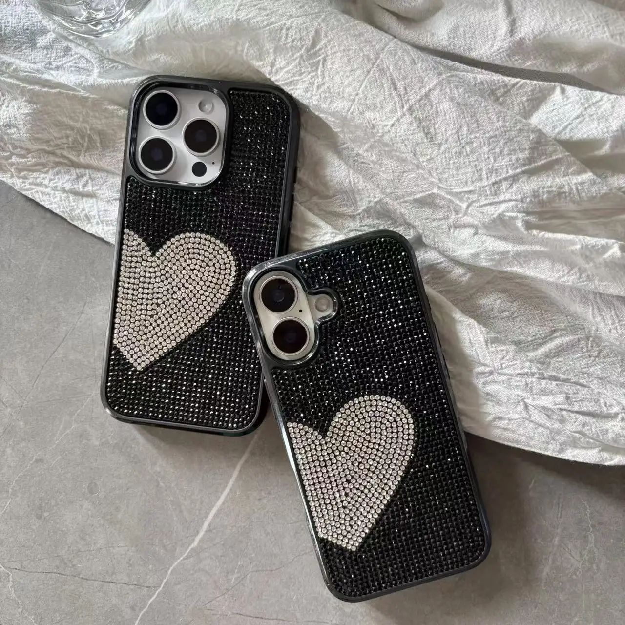 Luxury Full Diamond Heart Pattern Sparkle Soft Phone Case Cover