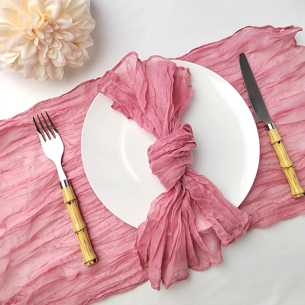 Cotton Napkins 12PCS Gauze Cheesecloth Napkins Rustic Wrinkled Napkins Dinner for Wedding Baby Shower Halloween Thanksgiving Xmas Daily Use