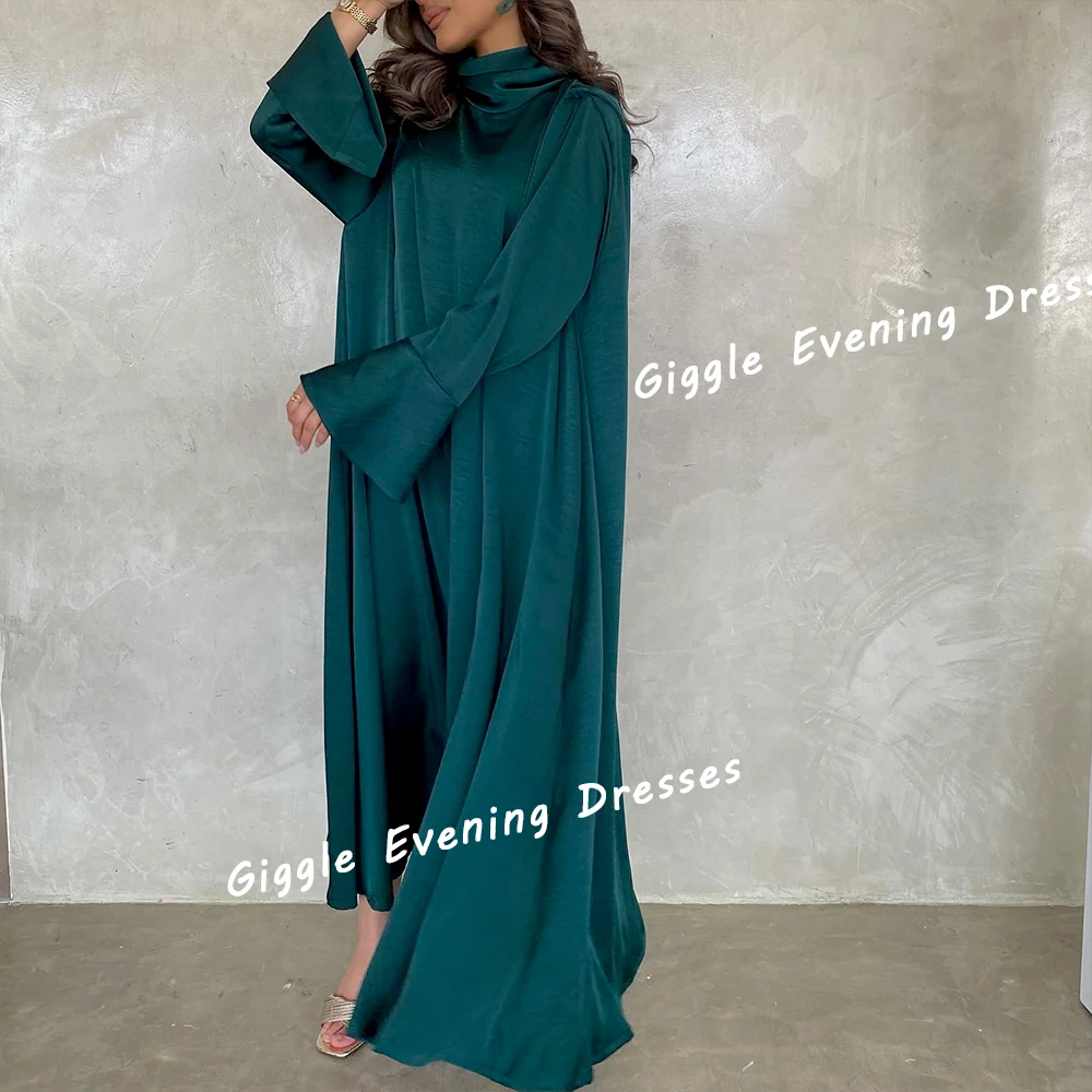 

Giggle Crepe O-Neck Loose Pretty Draped Prom Gown Saudi Arab Elegance Summer Ankle-Length Evening Party Dresses for Women 2024