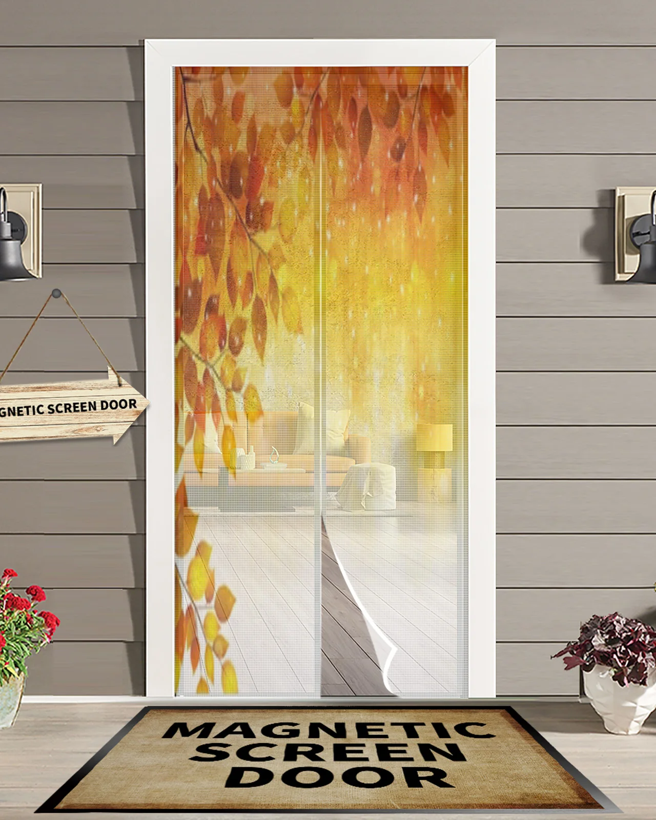 

Maple Foliage Landscape Summer Magnetic Mosquito Net Anti Insect Fly Bug Magnetic Screen Door Curtains