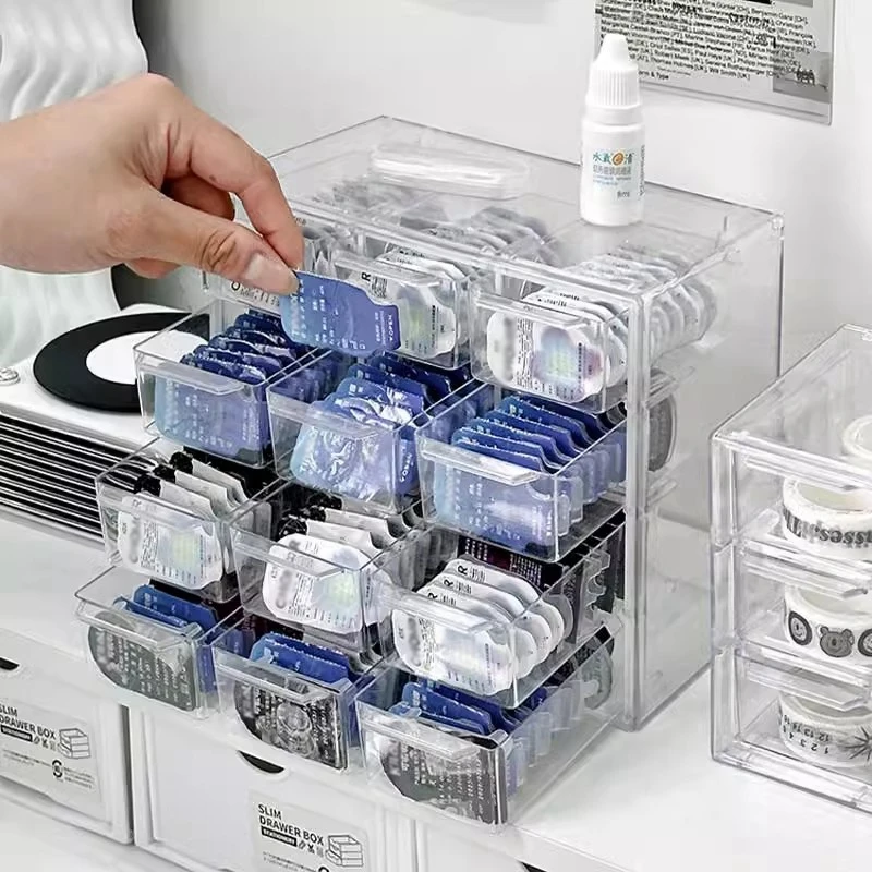 6/9/12 Grids Mini Drawer Storage Box Acrylic Earring Organizer Boxes Transparent Ring Jewelry Cosmeyic Drawers Desktop Organizer 6
