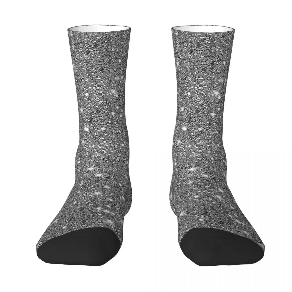 

All Seasons Crew Stockings Black Glitter! Socks Harajuku Crazy Hip Hop Long Socks Accessories for Men Women Gifts