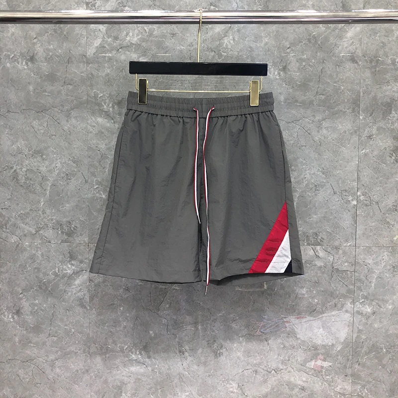 

TB TNOM Shorts Men Boutique Fashion Casual 3 Colors Striped Summer Beach Shorts Sports Trousers Panelled Jogger Track TB Shorts