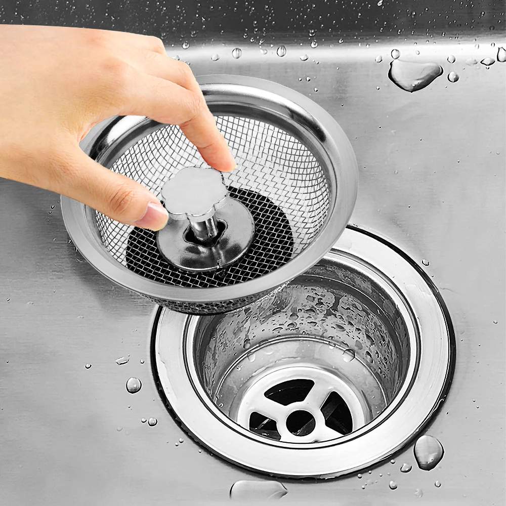 

Kitchen Metal Sink Filter Stainless Steel Mesh Strainer Food Waste Drain Hole Bathroom Shower Hair Catcher Stopper Sewer Filter