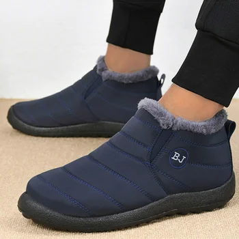 Stivali da uomo Slip On Scarpe invernali da uomo Stivaletti in pelliccia Stivali da neve impermeabili Chaussure invernali Hommes Stivaletti casual da uomo 1