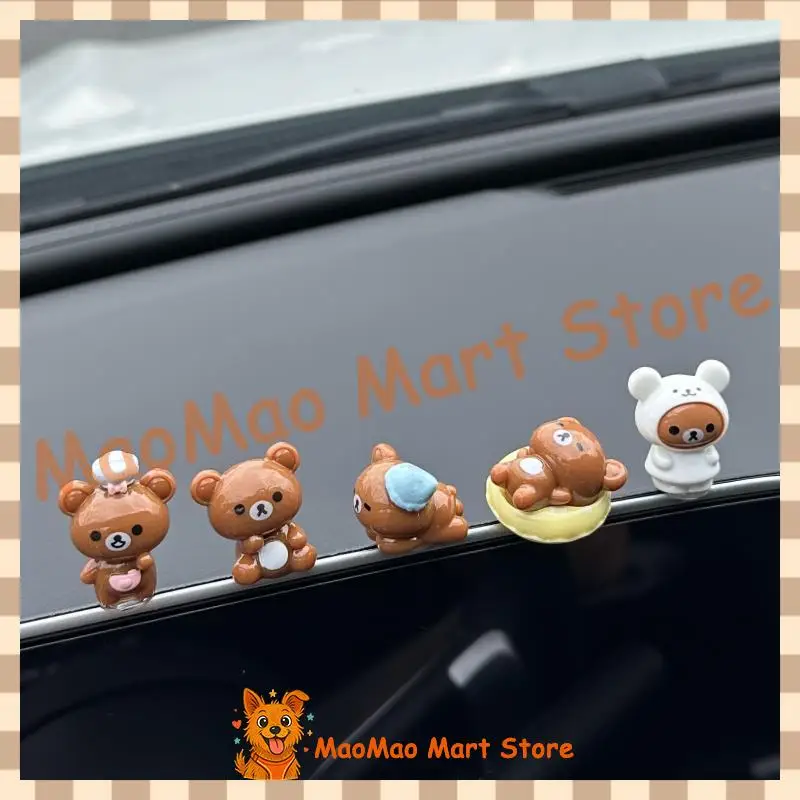 Simpatico orsetto rilassante, ornamento per cruscotto auto, mini statuetta in resina, decorazione per interni auto, decorazione per console centrale auto, per conducente adulto