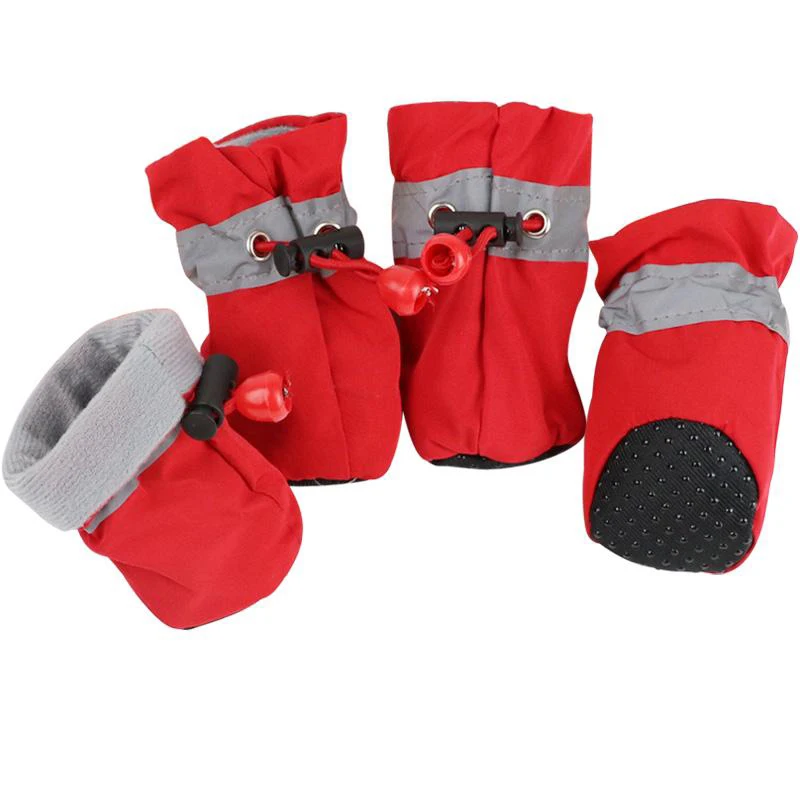 Set of 4 Waterproof Anti-Slip Winter Dog Boots – Thick, Warm Footwear