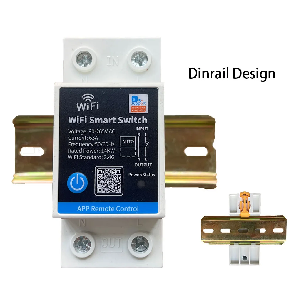 eWelink 63A Din Rail Smart Switch Relay,APP Remote Control,Timer Inching Functio