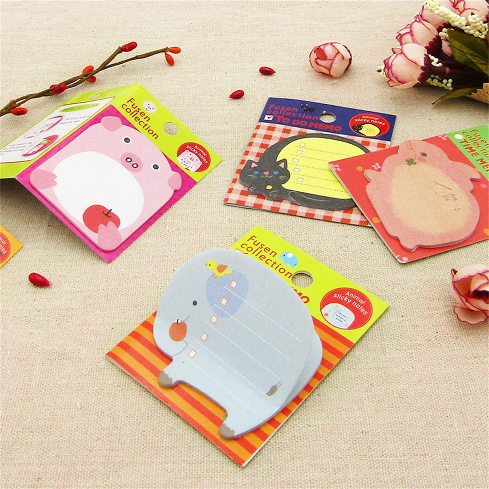 8pcs Creative Cartoon Cute Animal Sticky Notes adesivo messaggio rimovibile cancelleria per studenti note adesive forniture per ufficio scolastico