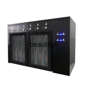 Custom Red Wine Refrigerated Dispenser with Nitrogen Cooling for 6 Bottles