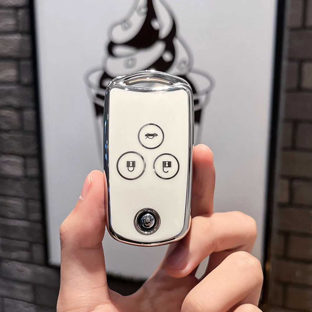 1 X Car Key Cover 3 Button Flip Key Fob Cover Case Per Honda Civic Per Accord Jazz Hrv Crz White Tpu Auto Shell Fob Key Cover