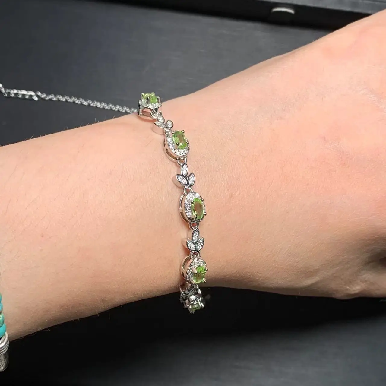 Natural Peridot Bracelets & Bangles For Women Adjustable Fine Jewelry Simple Trendy Bracelet Lucky Chain Bracelet