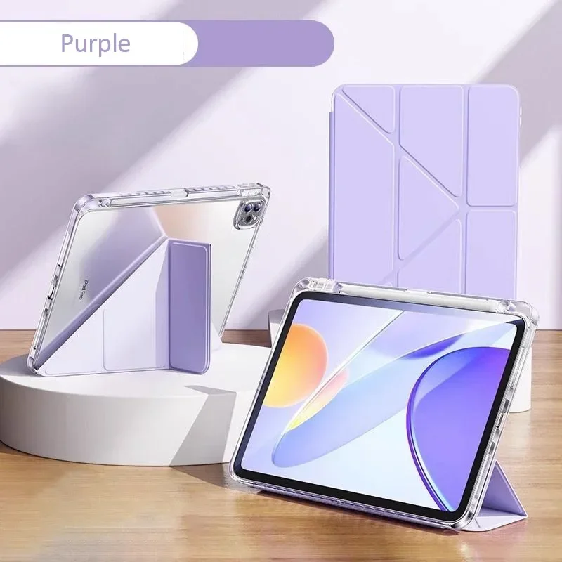 Transparent Multi-Folding Tablet Cover with Pencil Holder