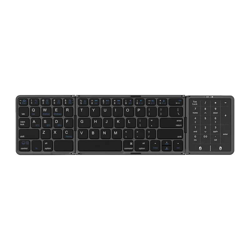 2026 Nuova tastiera pieghevole a tre ante Bluetooth con touchpad, portatile, pieghevole, per PC, Mac, smartphone e iPad_voghion.com