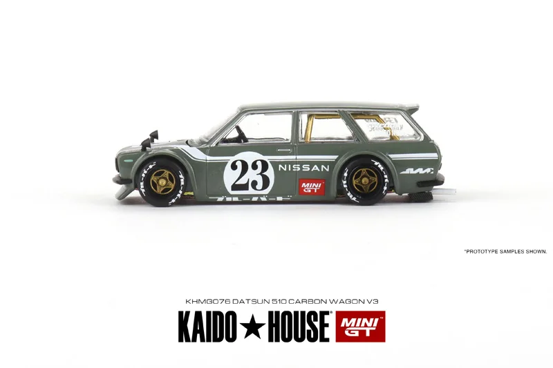 

KAIDO HOUSE MINI GT KHMG076 1/64 DATSUN 510 Wagon #23 Grayish green Die-cast alloy car model toy collection gifts