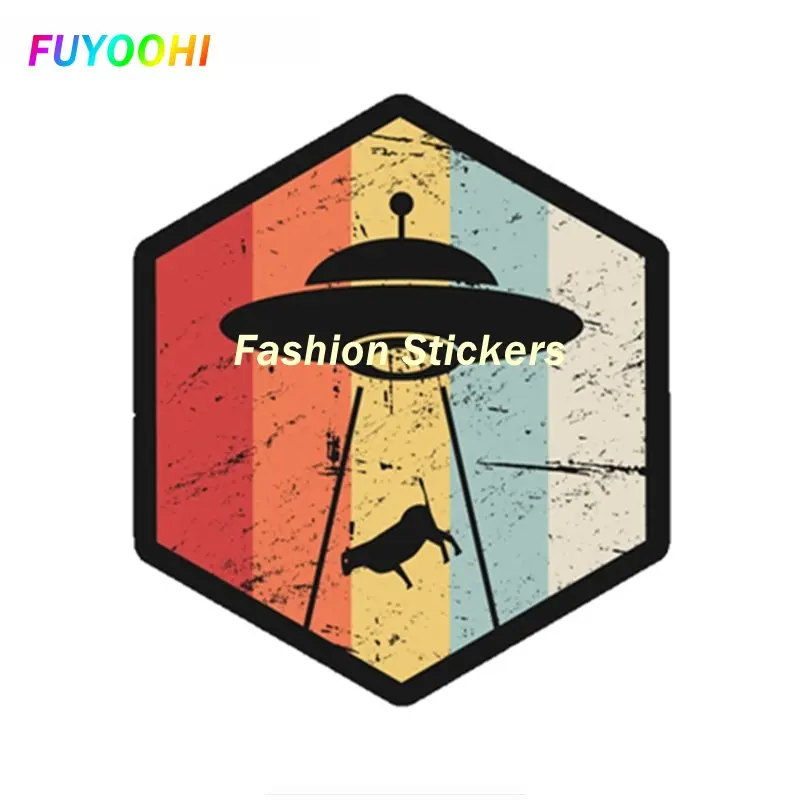 

FUYOOHI Play Stickers Vintage Retro UFO Alien Abduction Icon Funny Car Sticker PVC Coloful Decals Motorcycle Accessories Decals