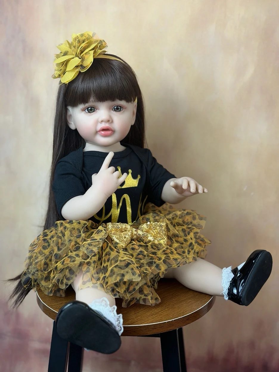 BZDOLL Lifelike 55 CM Soft Silicone Reborn Baby Realistic Girl Doll 22 Inch Princess Toddler Art Bebe Birthday Gifts for Child 3