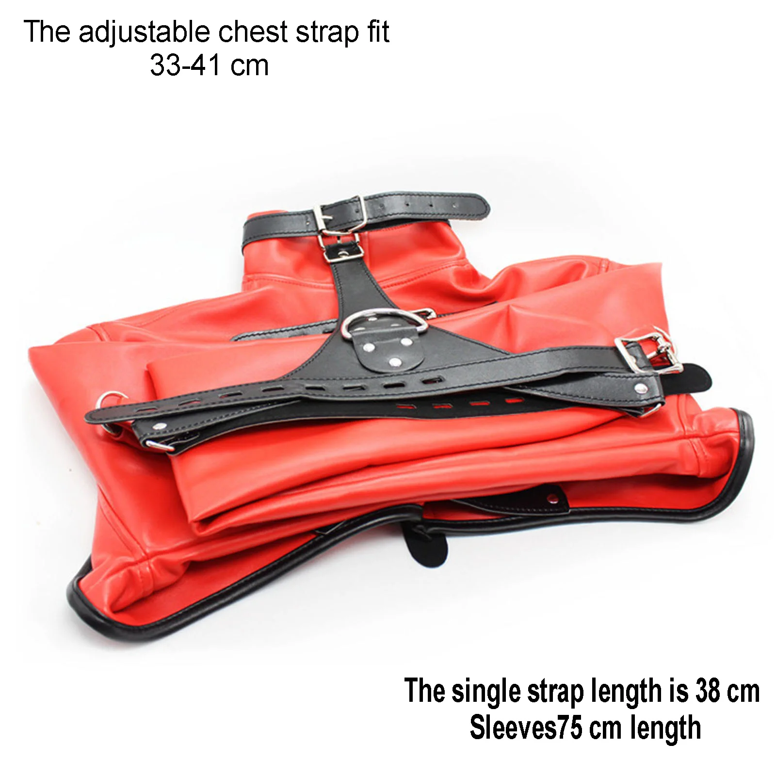 Sexy cupless bondage strait jacket top i sort og rød til kvinder_voghion.com