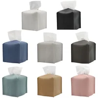 Nordic Style Living Room Tissue Box Leather Square Tissue Box Dustproof Car Tissue Bag Extractable Tissue Box Home Supplies 1