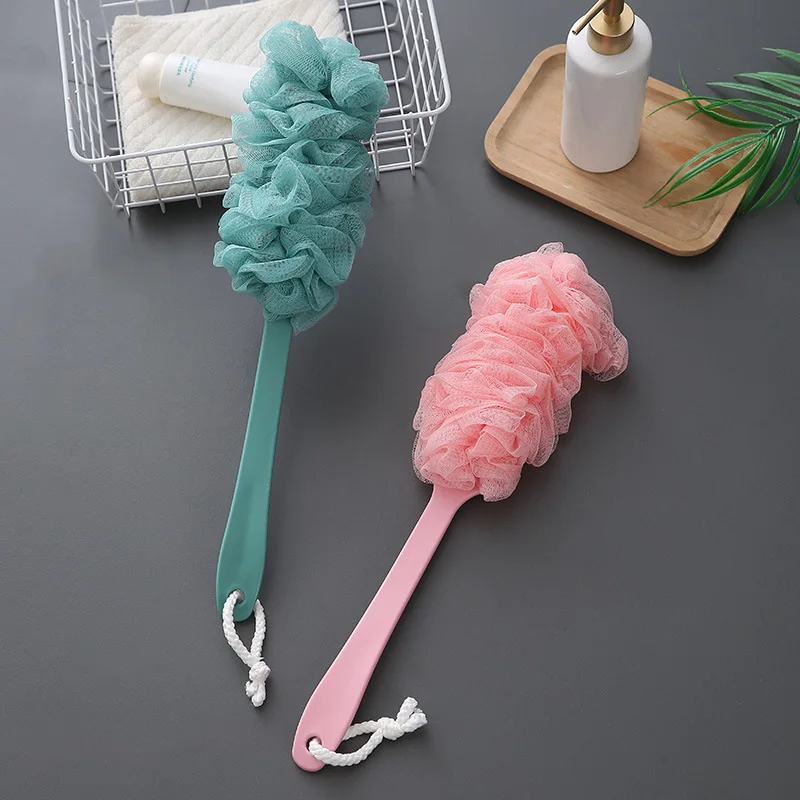 Long Handle Hanging Soft Mesh Back Body Bath Shower Scrubber Brush Sponge for Bathroom Shower Brush