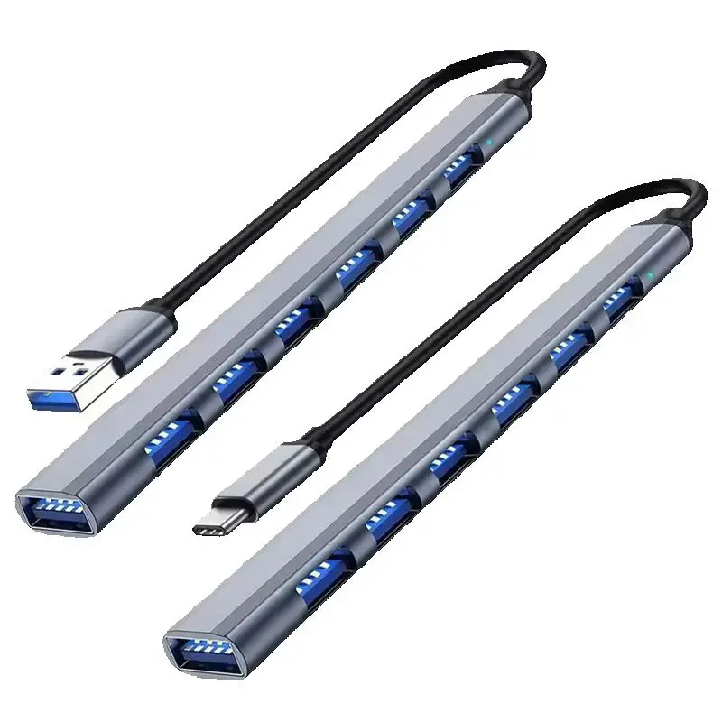 Aluminum 7-in-1 USB-C Hub with USB and USB-C Ports