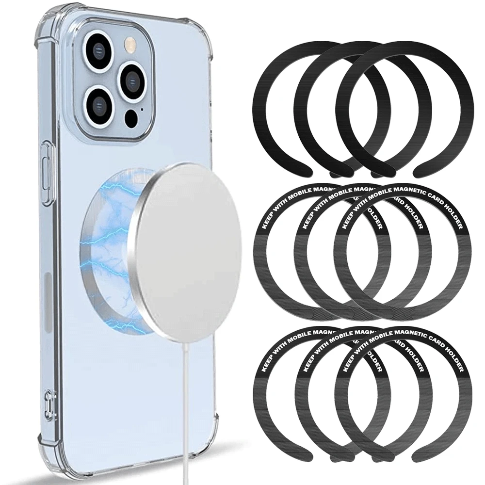 Anelli Adesivi Magnetici In Lamiera Metallica Da 3 Pezzi Per Magsafe Wireless Charger Magnet Car Mobile Phone Holder Sheet Per Iphone Samsung