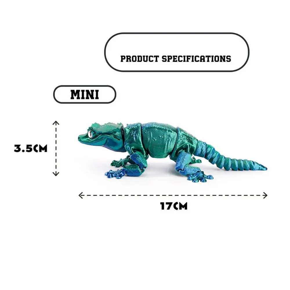 PLA Plastic 3D Printed Movable Lizard Model Home Decor