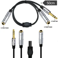 Metal Shell Gold-Plated 6.35mm TS Guitar Signal Audio Y Splitter Cable, 1/4" Male to Dual Mono 1/4" Female Adapter - Image 6