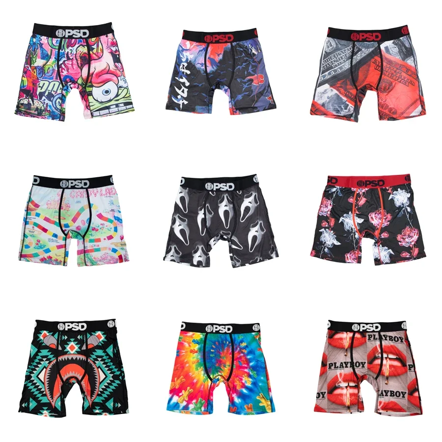 Mens Underwear 1Pcs Sexy Boxers Breathable Printed Male Underpants Plus Size Man Trunks