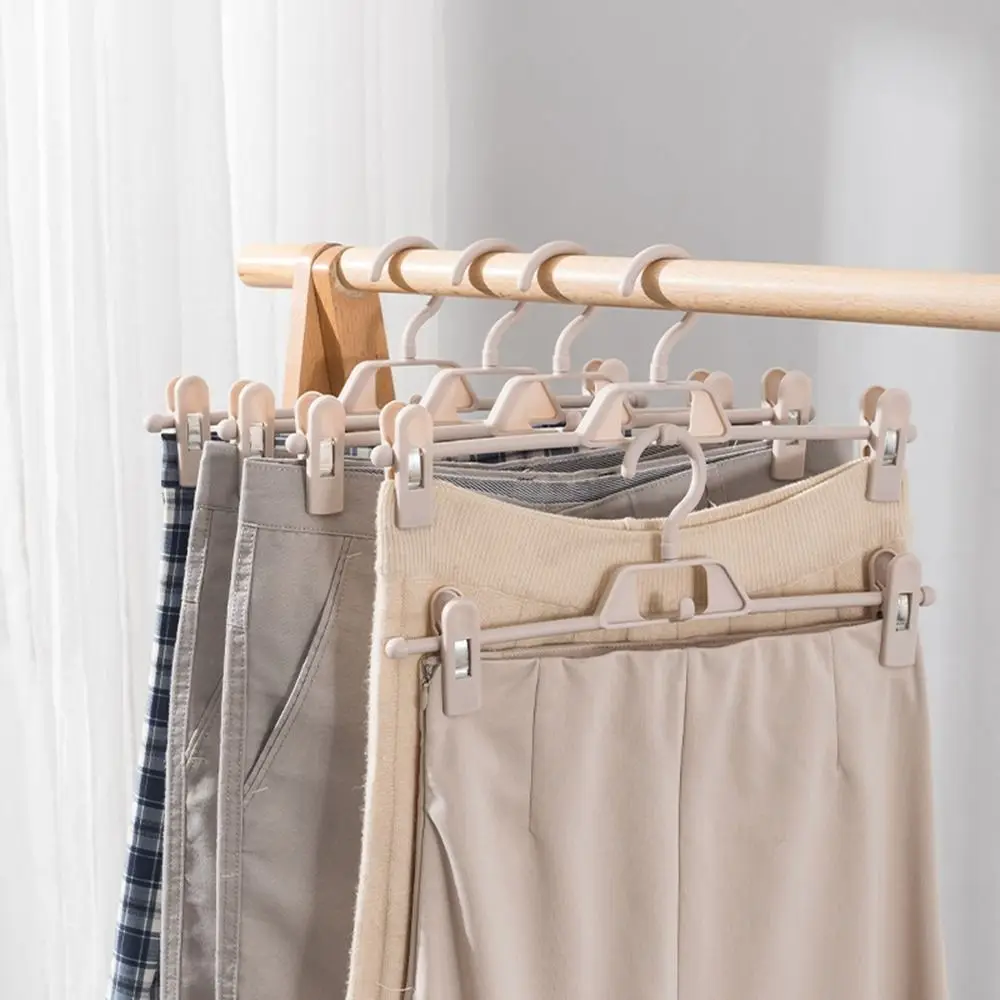 

5Pcs Adjustable Skirt Hanging Pants Clip Hooks Plastic Fixed Clip Hangers Space Saving Non-Tracking Clip Drying Racks