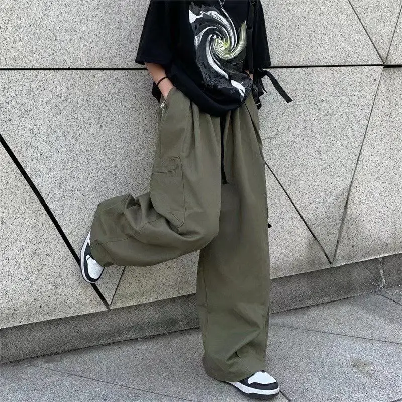 Vibe Full Length Winter Autumn Men Pants Wide Leg Cargo Baggy Loose Trousers Male Korean Distressed Retro Loser Safari Pants