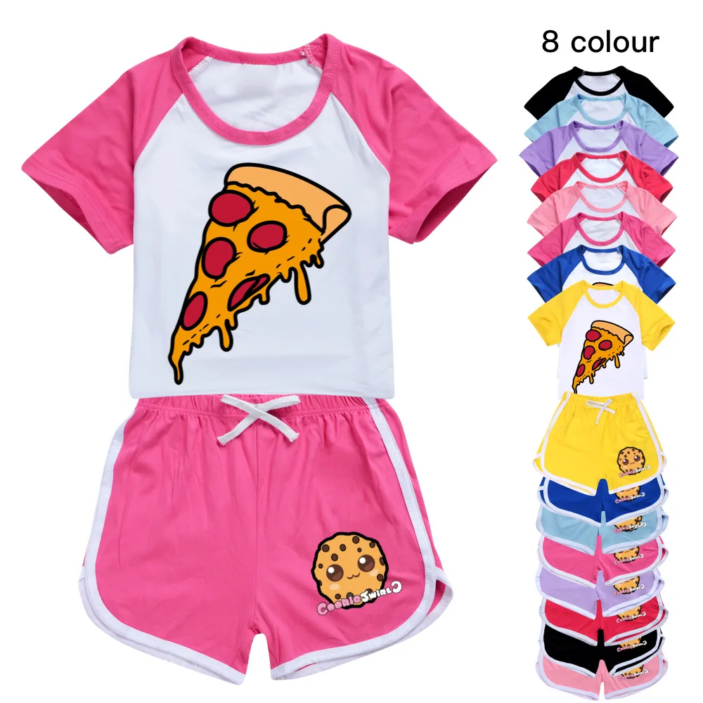 

COOKIE SWIRL C 100-170 New T-shirt +Shorts Casual Sports Suit Kids Boutique Clothing Wholesale Baby Girl Tops Set Boys Tshirt