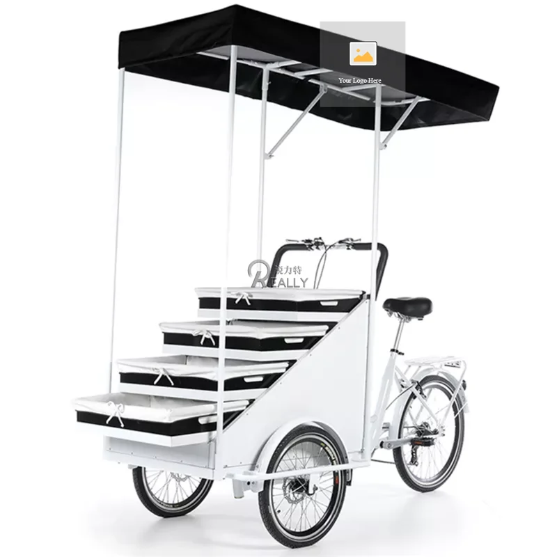 Ce 3 Ruote Frutta Verdura Triciclo Cibo Snack Bike Fiore Pane E Regali Vending Trike