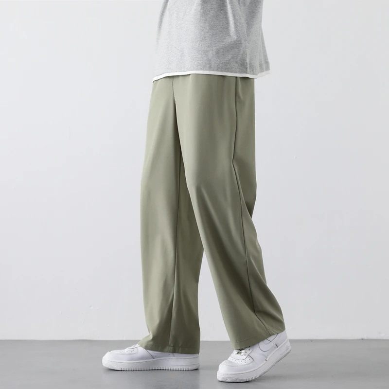

2023 New Light Ice Silk Casual Pants Men's Sports Straight Suit Pants Nine Points Pants