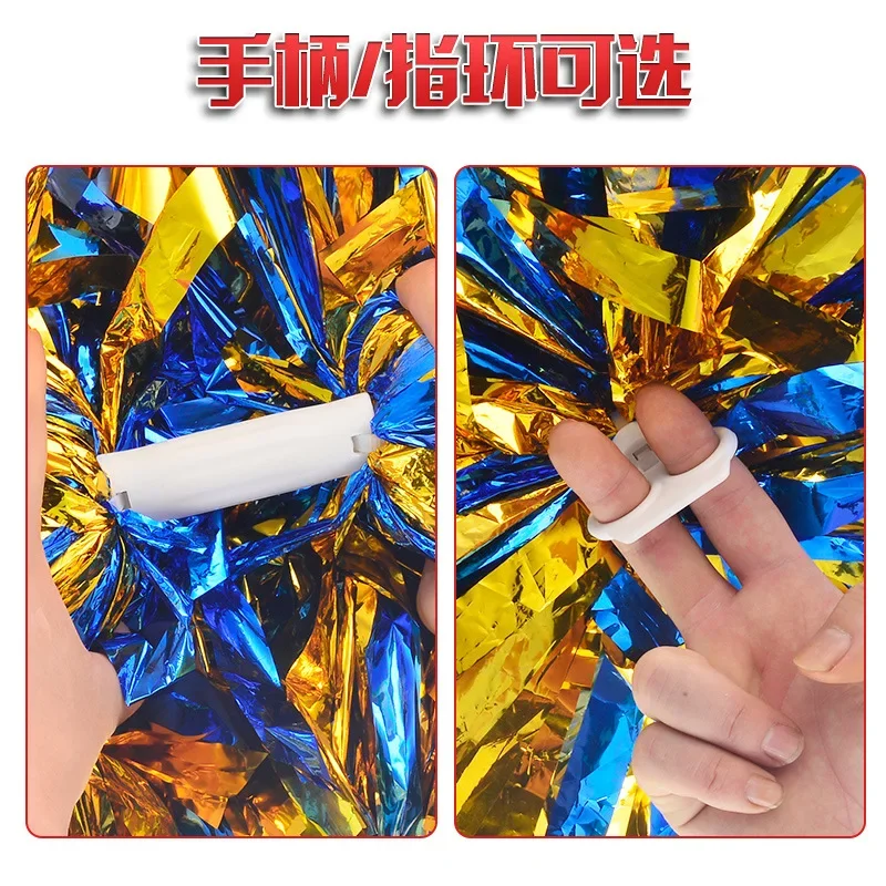 Gold Cheerleading Pom Poms with Handle Cheer Balls Big Silver Red Yellow Blue Hand Dance Pompoms Accessories Women Girl Kids