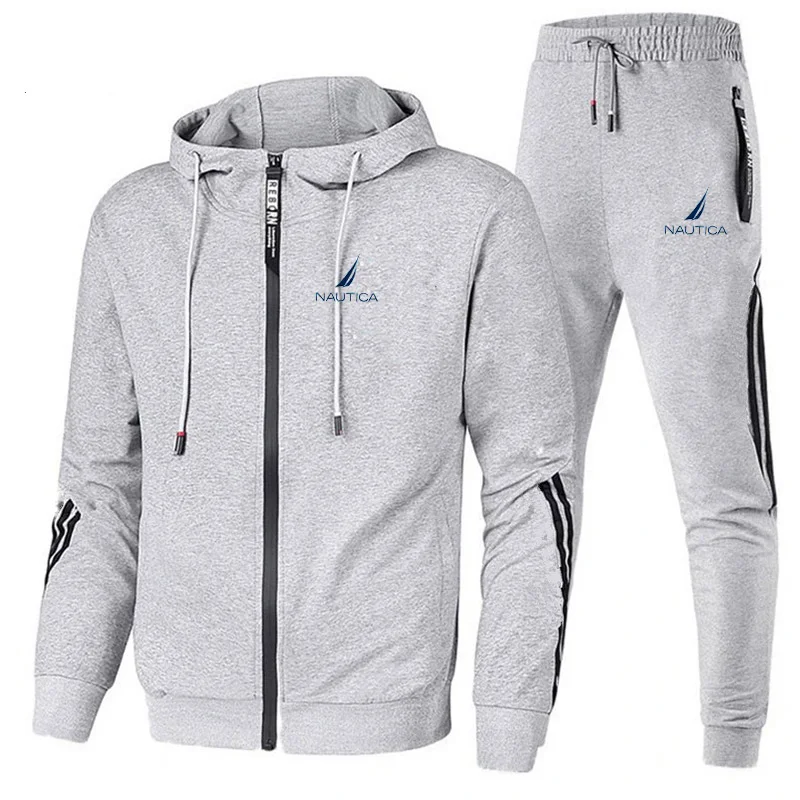 NauticaSpringAutumnMensSportswearSetZipperHoodiePants2Piece