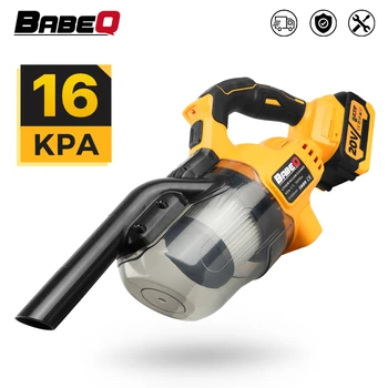 BABEQ 무선 진공 청소기, 16KPa 고출력 무선 가전, 진공 휴대용 가정용 자동차 이중 사용, 마키타 18V 배터리