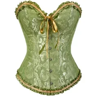 Femmes surbuste Corset Korset Basques Floral dentelle haut Bustier Jacquard Lingerie Corselet 4
