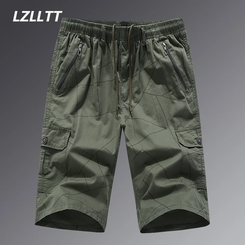 

2023 Summer Mens Multi Pockets Cargo Shorts Men Fashion 100% Cotton Casual Shorts Men Bermuda Breathable Joggers Shorts Male Hot