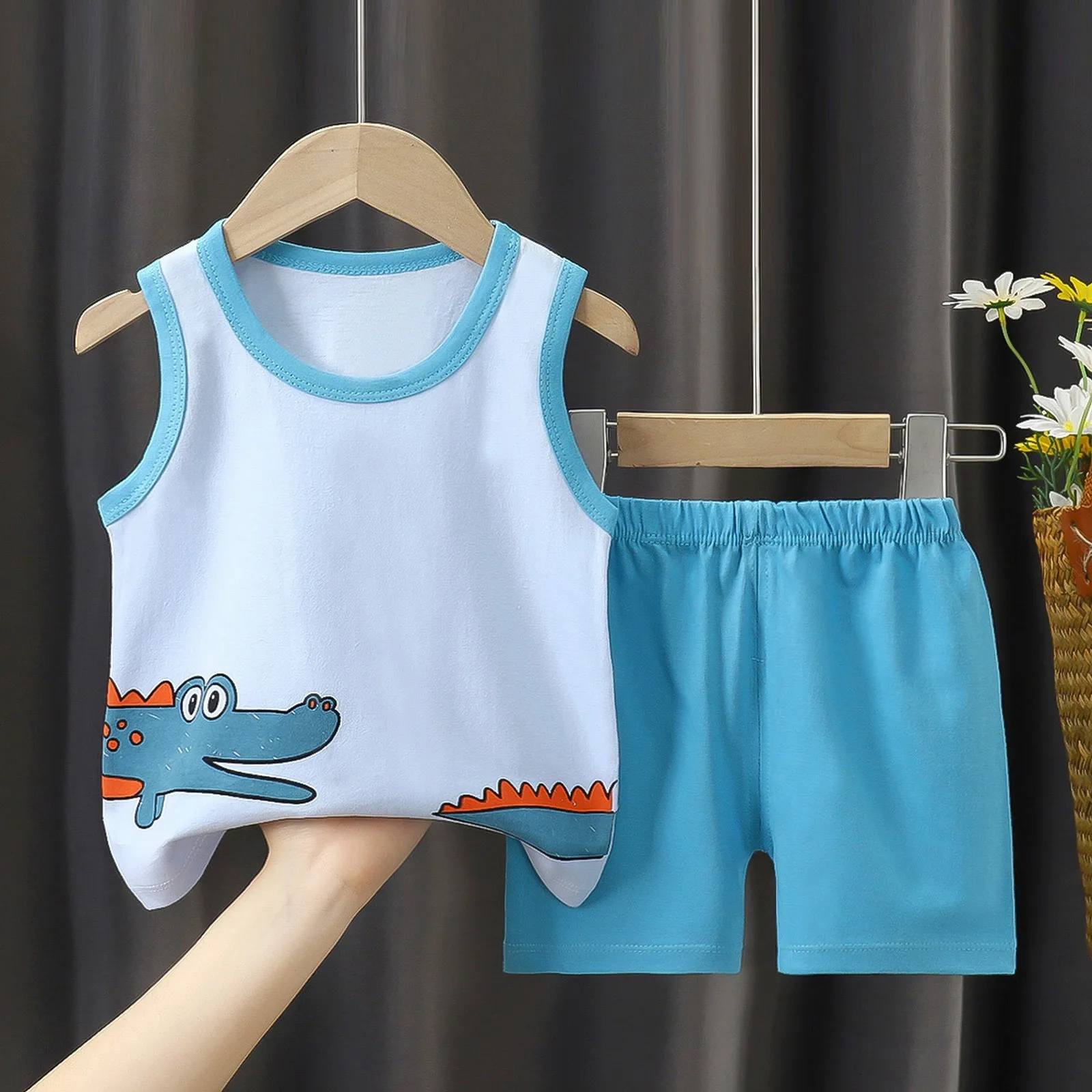 

Summer Children's Vest Set Pure Cotton Baby Sleeveless Vest 2-piece Clothes Boy's Clothing Set Toddler Clothing For Boys 1-6Y