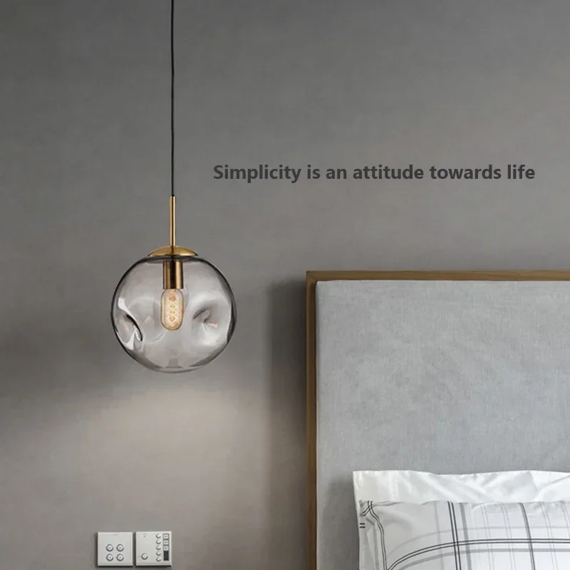 Modern Loft Glass Lustre Pendant Light LED Nordic Hanging Industrial Decor Lights Fixtures E27/E26 for Kitchen Restaurant Lamp 5
