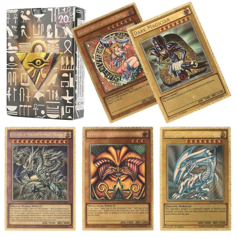 Yugioh Holographic Golden Letter Duel Links Game Card Set with Storage Box