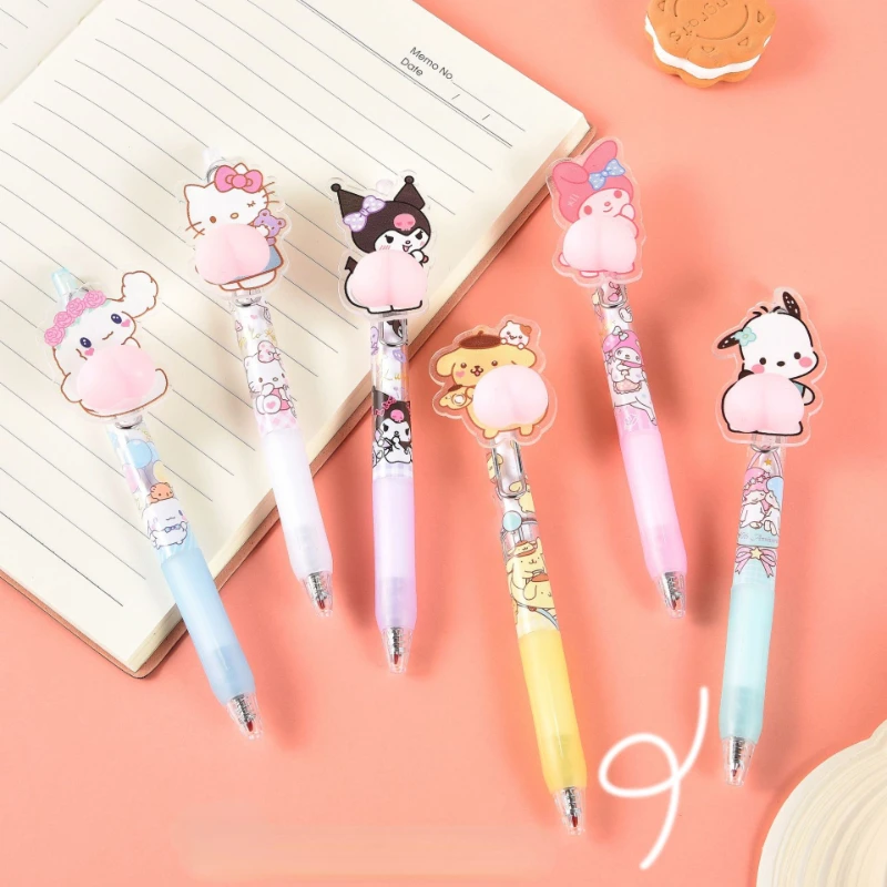 

54pcs Cartoon Hello Kitty Ballpoint Pen Creative Kuromi Squeezing Toy Gel Pen Student Cute Stationery Sanrio Signature Pen