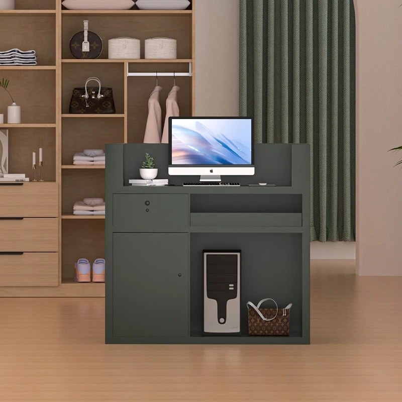 Cream Style Business Reception Desks Checkout Counter Luxury Business Reception Desks Front Desk Office Furniture Receptie LLRD